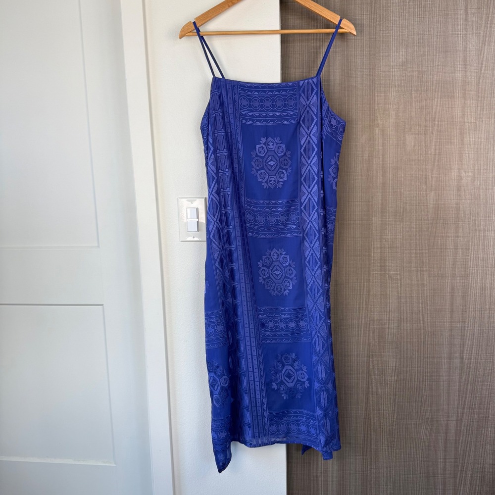 Anthropologie Floreat Embroidered Luna Slip Midi Dress Cornflower Blue Large - Picture 3 of 12